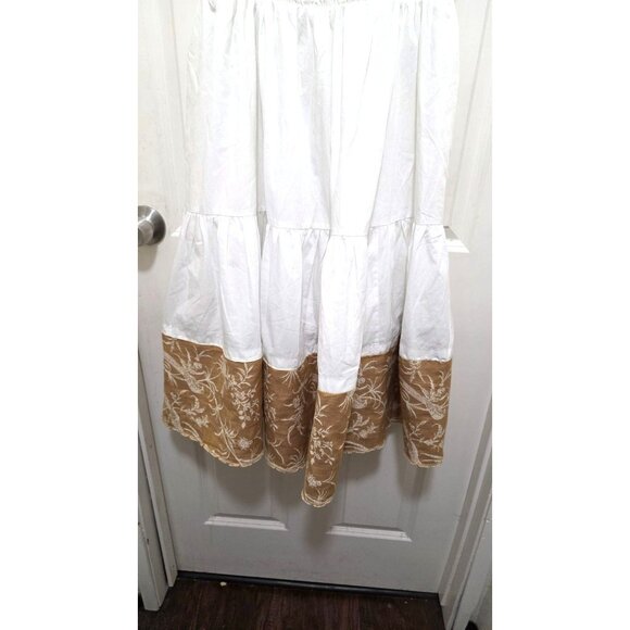 Abercrombie & Fitch White & Gold Embroidered Tiered Dress Ruffled Straps Smocked - Picture 4 of 8